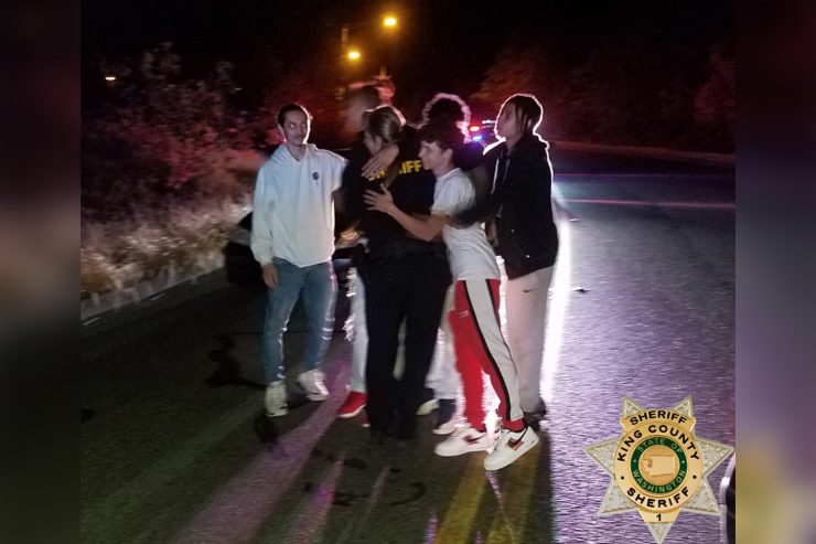 A King County Sheriff’s Deputy was being choked by a drunk hit and run suspect when five young men came to her aid.