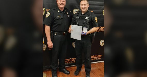 A Sullivan County Sheriff Deputy received a life saving award for saving the life of a three-year-old boy who had fallen through a glass table and was bleeding profusely.