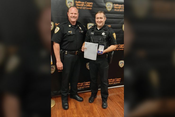 A Sullivan County Sheriff Deputy received a life saving award for saving the life of a three-year-old boy who had fallen through a glass table and was bleeding profusely.